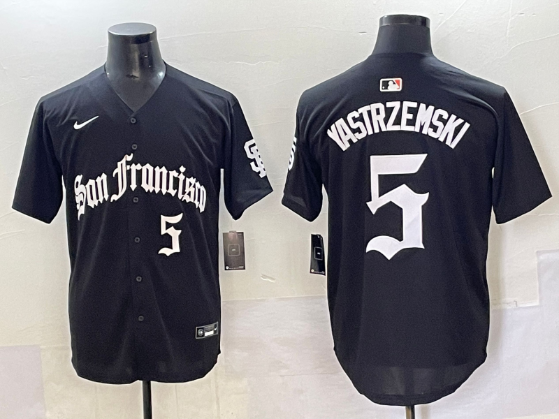 Men 2025 San Francisco Giants #5 Yastrezemski Black Five generations Joint Name Nike MLB Jersey style 24->san francisco giants->MLB Jersey